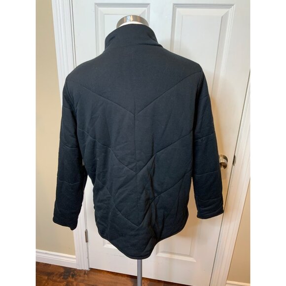 Three Dots Black Quilted Step Hem Knit Zip-Up Jacket, Size L - Picture 4 of 5